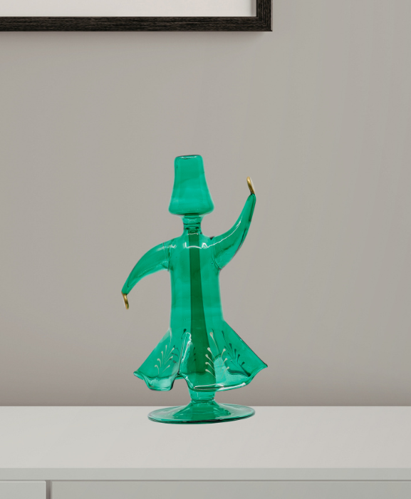 Hand Blown Glass Dancing green Darvish