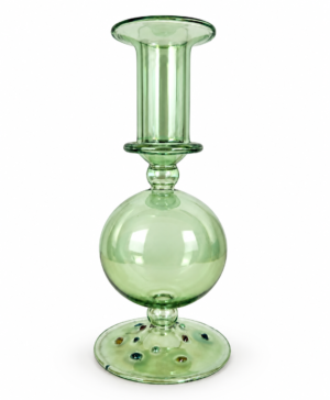 Handcrafted Green Glass Candle Holder